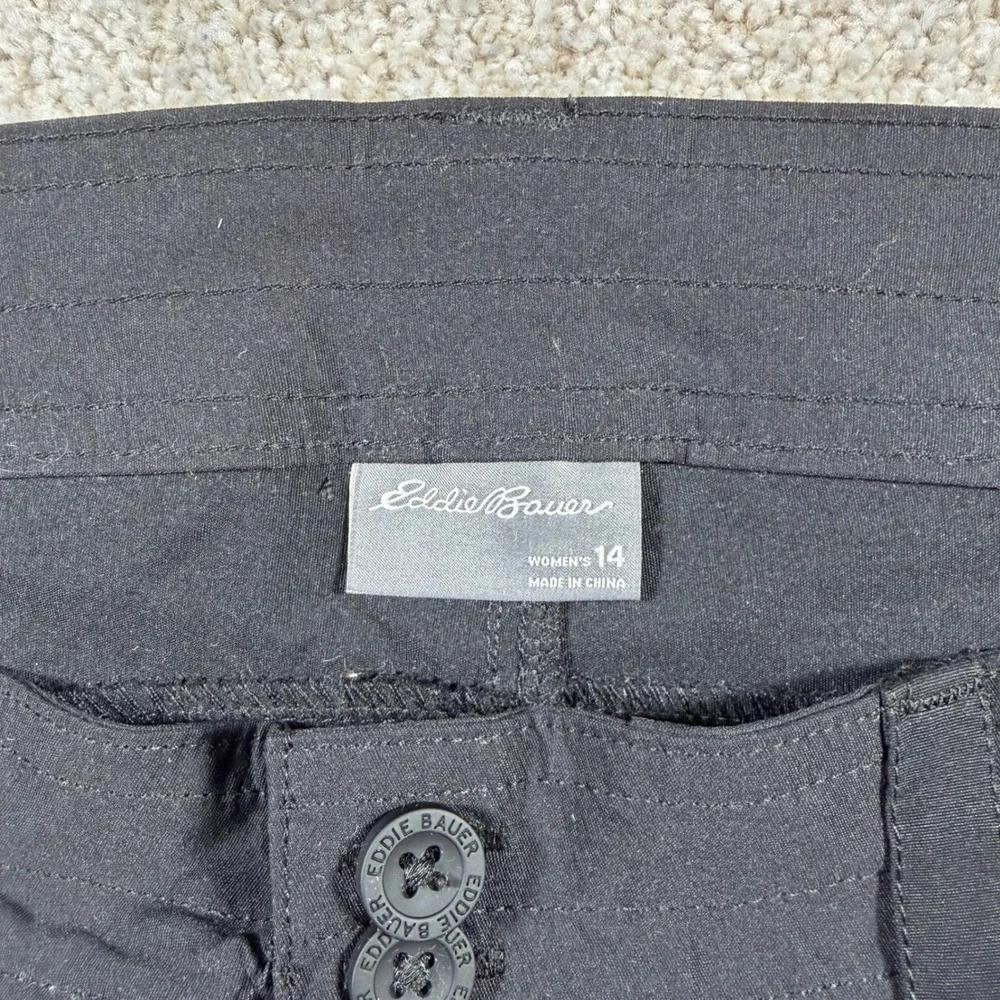 Eddie Bauer Summer Trail Shorts Women 14(FITS 36x5.5) Black Cargo Hiking Outdoor
